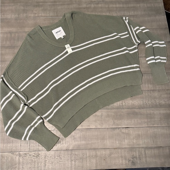 aerie Sweaters - NWT- Aerie Olive and White Knit Sweater